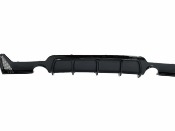 Rear Bumper Diffuser suitable for BMW 4 Series F32 F33 F36 (2013-2019) Coupe Cabrio M Design Twin Single Outlet Piano Black