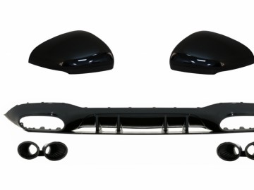 Rear Bumper Diffuser with Black Exhaust and Mirror Cover suitable for Mercedes A-Class V177 Sedan (09.2018-up)