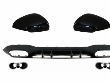 Rear Bumper Diffuser with Chrome Exhaust and Mirror Cover suitable for Mercedes A-Class V177 Sedan (09.2018-up)