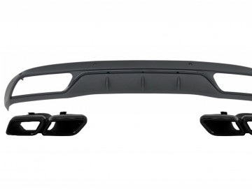 Rear Bumper Diffuser with Muffler Tips Mercedes C-Class W205 S205 (2014-2018) C63 Look Shadow Black suitable for Standard Bumper