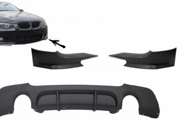 Rear Bumper Diffuser with Splitters suitable for BMW E92 Coupe 3 Series (2006-2010) M Performance Design Twin Single Outlet