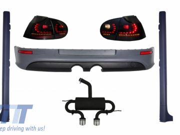 Rear Bumper Extension Complete Exhaust System suitable for VW Golf V 2003-2008 with Taillights Dynamic and Side Skirts GTI R32 Look