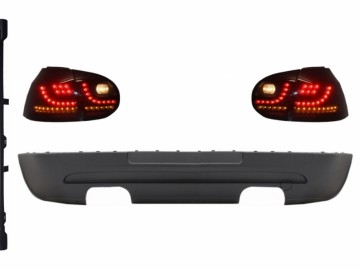 Rear Bumper Extension Twin Outlet with Taillight LED Smoke Black and Side Skirts suitable for VW Golf 5 V (2003-2007) GTI Design