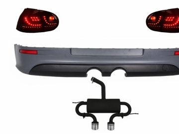 Rear Bumper Extension suitable for VW Golf 5 V (2003-2007) with LED Taillights and Complete Exhaust System R32 Look