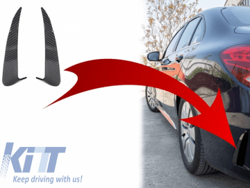 Rear Bumper Flaps Flics Side Fins suitable for Mercedes C Class W205 S205 (2014-2018) Carbon Film