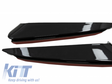 Rear Bumper Flaps Side Fins Flics suitable for MERCEDES C Class W205 S205 (2014-2018) Piano Black