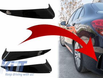 Rear Bumper Flaps Side Fins Flics suitable for MERCEDES C Class W205 S205 (2014-2018) Piano Black