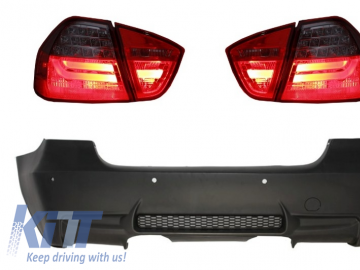 Rear Bumper M3 Design with PDC LED Taillights Red/Smoke suitable for BMW 3 Series E90 2005-2008