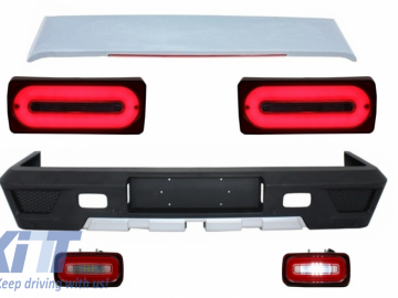 Rear Bumper Roof Spoiler suitable for MERCEDES Benz G-class W463 (1989-2015) with Full LED Taillights Light Bar RED Dynamic Sequential Turning Lights 