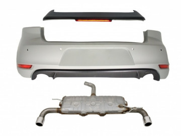 Rear Bumper Roof Spoiler with LED Brake Light suitable for VW Golf 6 VI (2008-2012) and Exhaust System GTI Design