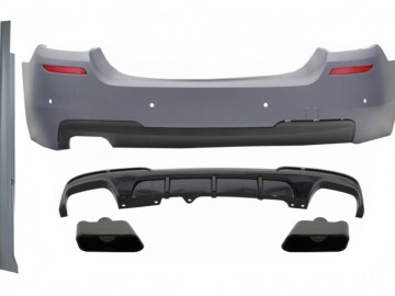 Rear Bumper & Side Skirts with Diffuser and Exhaust Muffler Tips Black suitable for BMW 5 Series F10 (2011-2017) M-Performance Design