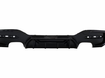 Rear Bumper Spoiler Valance Diffuser Twin Double Outlet suitable for BMW 1 Series F20 F21 LCI (2015-2019) Piano Black Competition Design