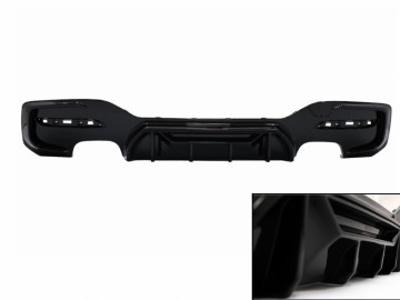 Rear Bumper Spoiler Valance Diffuser Twin Double Outlet suitable for BMW 1 Series F20 F21 LCI (2015-2019) Piano Black Competition Design