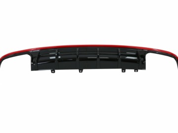 Rear Bumper Valance Diffuser & Exhaust Tips suitable for Audi A6 C8 4K Avant Sedan (2018-up) S6 Design Red