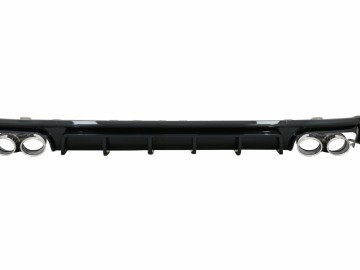 Rear Bumper Valance Diffuser & Exhaust Tips suitable for Audi A6 C8 4K Avant Sedan (2018-up) S6 Design Piano Black