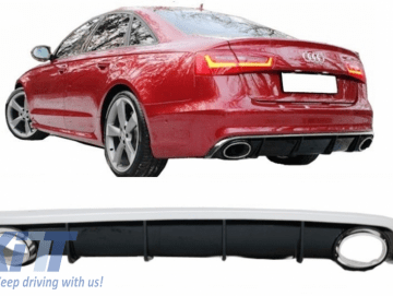 Rear Bumper Valance Diffuser Exhaust Muffler Tips Tail Pipes A5 8T 4 Doors 2012-2015 S5 Design