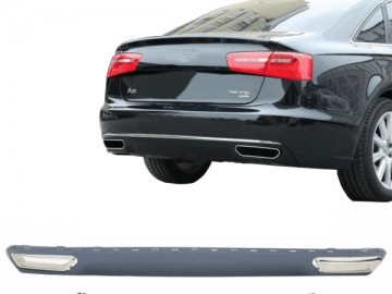 Rear Bumper Valance Diffuser & Exhaust Tips A6 4G (2010-2014) Facelift W12 Design