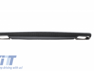 Rear Bumper Valance Diffuser & Exhaust Tips suitable for Audi A6 4G Limousine (2011-2014) Facelift Look