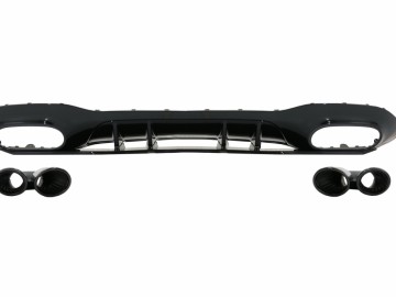 Rear Bumper Valance Diffuser suitable for Mercedes A-Class W177 Hatchback (2018-Up) Black Exhaust