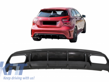 Rear Bumper Valance Diffuser suitable for MERCEDES W176 A-Class (2013-2018) A45 Facelift Design Carbon Look