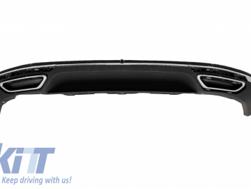 Rear Bumper Valance Diffuser suitable for VW Passat B8 3G (2015-2019) R Line Design Twin Double Exhaust Chrome finish