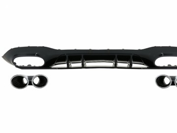 Rear Bumper Valance Diffuser suitable for Mercedes A-Class W177 Hatchback (2018-Up) Chrome Exhaust