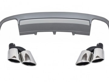 Rear Bumper Valance Diffuser suitable for AUDI A5 8T 4D Sportback S-Line Non Facelift (2007-2011) with Exhaust Muffler Tips