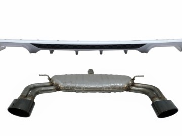 Rear Bumper Valance Diffuser with Exhaust System suitable for AUDI A3 8V Facelift Sedan Convertible (2016-2019) Standard Bumper (SE) S3 Design