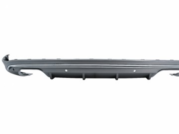 Rear Bumper Valance Diffuser with Exhaust Muffler Tips suitable for Audi Q5 8R (2009-2016) Platinum Grey Chrome