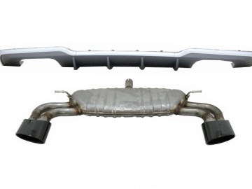 Rear Bumper Valance Diffuser with Exhaust System suitable for A3 8V Facelift Hatchback / Sportback (2016-2019) S-Line Bumper S3 Design