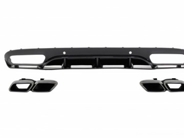 Rear Bumper Valance Diffuser with Exhaust Muffler Tips suitable for MERCEDES C-Class C205 A205 Coupe Cabriolet (2014-2019) C63 Edition 1 Design