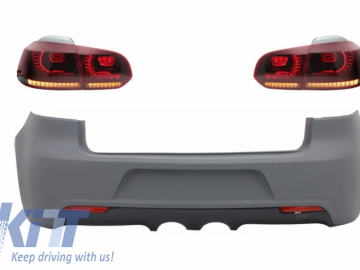 Rear Bumper and Taillights Full LED Turning Light Static Red/Smoke suitable for VW Golf VI (2008-2013) R20 Design