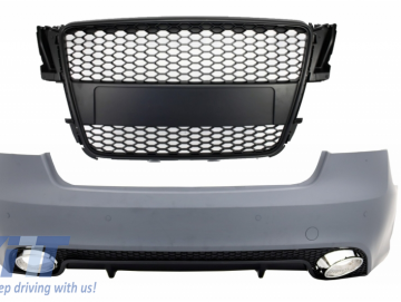 Rear Bumper suitable for AUDI A5 S5 8T (2007-2011) RS5 Design With Badgeless Front Grille Matte Black