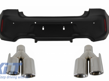 Rear Bumper suitable for BMW 1 Series F20 F21 LCI (2015-06.2019) with Exhaust Muffler Tips Quad M2 Design