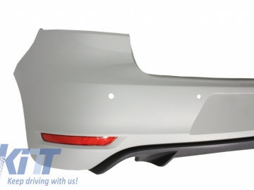 Rear Bumper suitable for VW Golf 6 VI (2008-2012) with Complete Exhaust System and Taillights FULL LED Cherry Red GTI Design