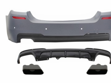 Rear Bumper with Double Outlet Air Diffuser and Exhaust Muffler Tips Chrome suitable for BMW 5 Series F10 (2011-2017) M-Performance Design