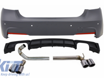 Rear Bumper with Double Outlet Diffuser and Exhaust Systems suitable for BMW 3 Series F30 (2011-up) Performance Design