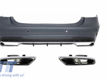 Rear Bumper with Exhaust Muffler Tips suitable for MERCEDES Benz W212 E-Class Facelift (2013-up) E63 Design