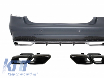 Rear Bumper with Exhaust Muffler Tips Black suitable for MERCEDES Benz W212 E-Class Facelift (2013-up)