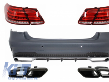 Rear Bumper with Exhaust Muffler Tips Black Edition and LED Light Bar Taillights suitable for MERCEDES Benz W212 E-Class Facelift (2009-2012) E63 Desi