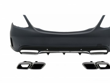 Rear Bumper with Exhaust Muffler Tips Chrome suitable for Mercedes C-Class W205 Limousine (2014-2020) C63 Design