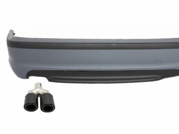 Rear Bumper with Exhaust Muffler Tip Matte Carbon Fiber Inlet 5.8 cm Left Side suitable for BMW 3 Series E46 4D Sedan (1998-2004) M-Technik Design