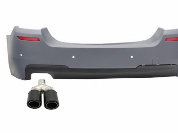 Rear Bumper with Exhaust Muffler Tip Matte Carbon Fiber Inlet 5.8 cm Left Side suitable for BMW 5 Series F10 (2011-up) M-Technik Design