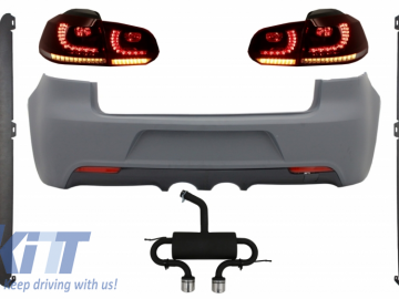 Rear Bumper with Exhaust System suitable for VW Golf VI (2008-2013) R20 Design Side Skirts and Taillights Full LED Dynamic Sequential Turning Light (L