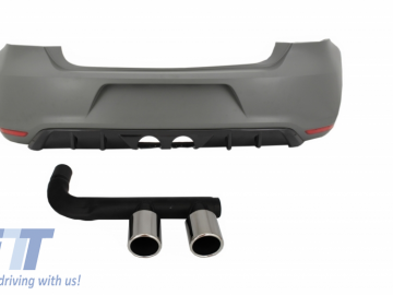 Rear Bumper with Exhaust System suitable for VW Polo 6R (2009-2018) R400 Design Without PDC