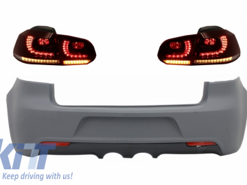 Rear Bumper with Taillights Full LED suitable for VW Golf VI (2008-2013) R20 Design Dynamic Sequential Turning Light (LHD and RHD)