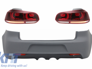Rear Bumper with Taillights Full LED suitable for VW Golf VI (2008-2013) R20 Design Cherry Red (LHD and RHD)