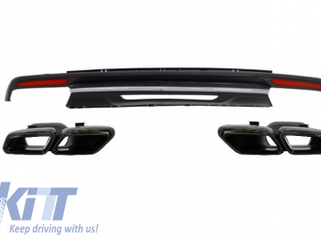 Rear Diffuser Black Exhaust Muffler Tips suitable for Mercedes S-Class W222 (2013-06.2017) only bumper AMG Line Sport Paket