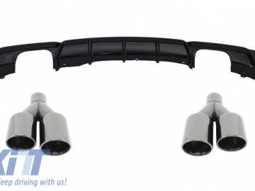 Rear Diffuser Double Outlet Brilliant Black Edition with Exhaust Muffler Tips M-Power Black suitable for BMW 3 Series F30 F31 2011+ M Performance Desi