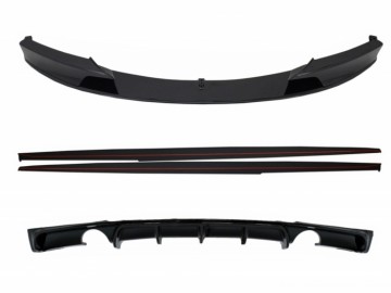 Rear Diffuser Double Outlet for Single Exhaust with Front Spoiler and Side Skirts Add-on Lip Extensions suitable for BMW 3 Series F30 F31 (2011-2019) 